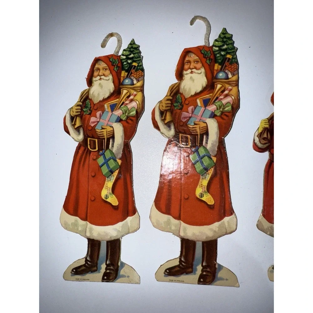 4‎ Vintage Christmas Santa Paper Doll Craft Embossed England Die Cut